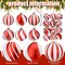 12 Pcs 2.4 Inch Christmas Ball Ornaments Glittering Plastic Hanging Decorations Elf Balls Swirl Candy Cane Peppermint Christmas Tree Pendants for Xmas Tree Decoration (Red and White)
